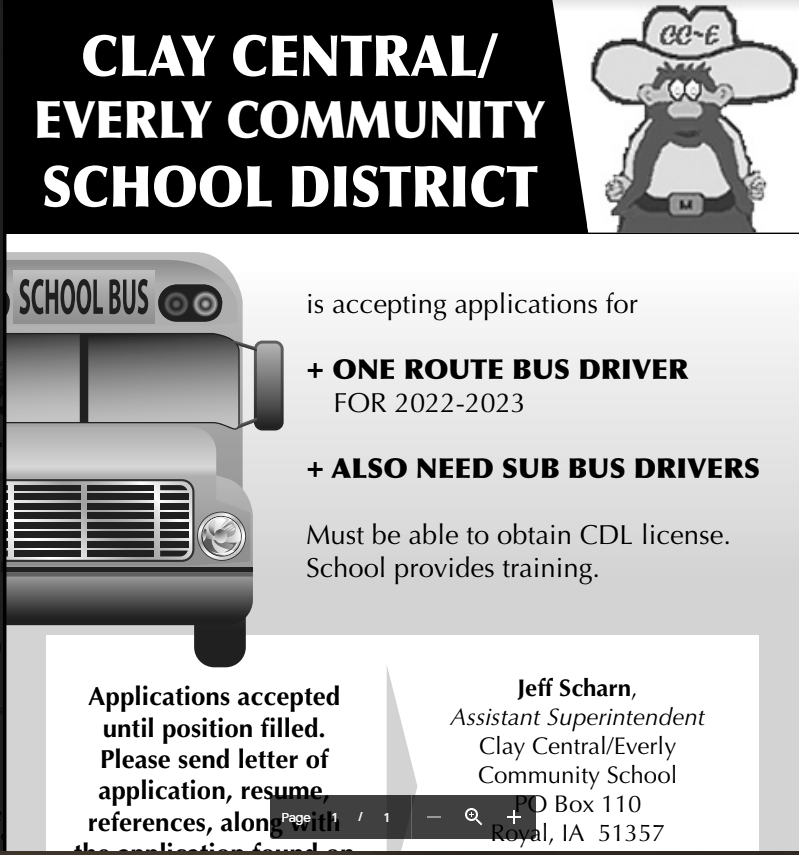 Route Bus Driver Needed at CCE for 2022-23