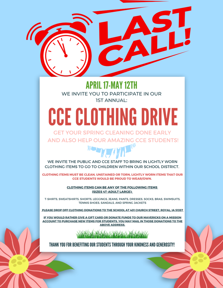 LAST CALL: CCE Clothing Drive!