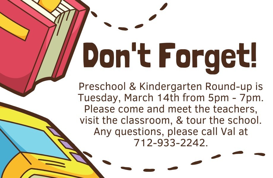 Preschool & Kindergarten Round-up Reminder!
