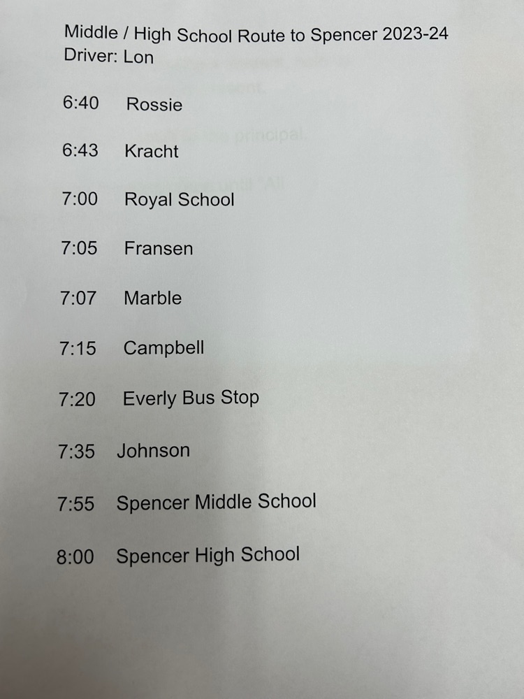 middle/high school bus route